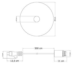Creative cables Snake EIVA s mini ellepì 'maioliche' plochým stínidlem, přenosná venkovní lampa s IP65 vodotěsnou objímkou a zástrčkou Barva: Majolika černo-bílá