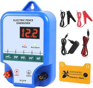 Elektronický plot pro zvířata s dosahem 10 km - 12 V s LED displejem - výkon 1,5-2 joule - bezpečný pro velká zvířata