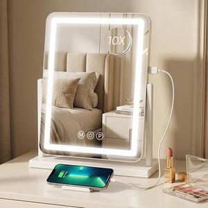 Kosmetické zrcadlo, 33 x 46 cm - LED osvětlení, 360° otáčení - 3 barevné teploty - stmívatelné s paměťovou funkcí - m-winkel