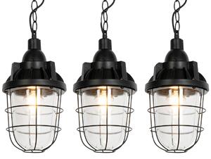 Sada 3 průmyslových závěsných lamp černých - Cabin