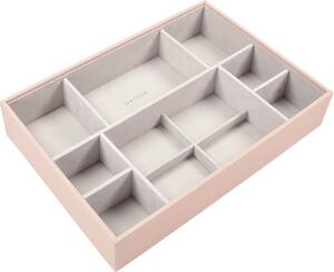 Krabička na šperky Stackers s 11 přihrádkami supersize světle růžovo-šedá samet