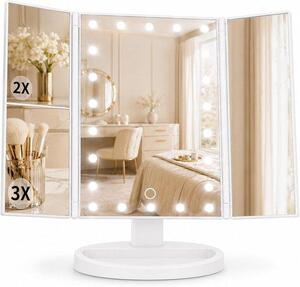 Zrcadlo ISEYOU s osvětlením, zrcadlo s různou stupnicí zvětšení (1x/2x/3x), vybavené 22 LED diodami a s plynulou regulací jasu