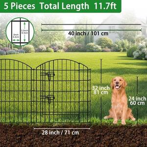 Thealyn, zahradní plot, 81 cm * 71 cm * 4 panelů + 1 branka, nerezová ocel, plot pro psy, bariéra pro zvířata, zahradní plot, ohraničení pozemku, terasa, květinové záhony