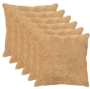 Povlak na polštář 6 ks HEERLEN Taupe 80 x 80 cm Umělá králičí