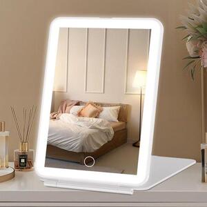Přenosné zrcadlo s LED osvětlením, ideální na cesty – stmívatelné, s dotykovým ovládáním – 72 LED diod