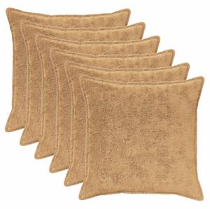 Povlak na polštář 6 ks HOUTEN Taupe 70 x 70 cm Umělá králičí