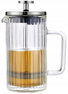 Konvice na kávu a čaj skleněná 0,6 L French Press stříbrná Klausberg 7757