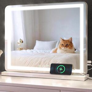 Zrcadlo s osvětlením, hollywoodské zrcadlo s regulovatelným LED osvětlením, kosmetické zrcadlo 50 x 40 cm, stolní zrcadlo s USB portem, 10 kusů