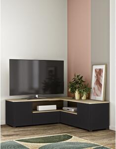 TV stolek v dekoru dubu v černo-přírodní barvě 130x46 cm Angle – TemaHome