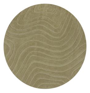 Khaki ručně tkaný vlněný kulatý koberec ø 160 cm Mesmerise Sage – Flair Rugs