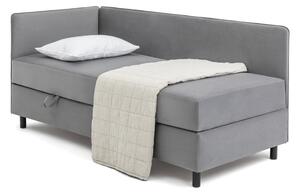 Šedá čalouněná jednolůžková postel s úložným prostorem s matrací 90x200 cm Avela – Bonami Selection