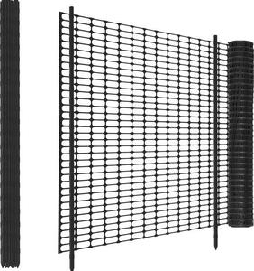 Mobilní oplocení, rozměry 30 m x 100 cm - plastové oplocení pro drůbež, psy, ptáky, rybníky, králíky - černé barvy, včetně sloupků o rozměrech 30 x 115 cm