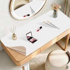 Podložka na toaletní stolek 40 x 80 cm - Oboustranná kožená podložka na make-up - Voděodolná a olejodolná podložka na psací stůl - Bílá a khaki barva - Ideální