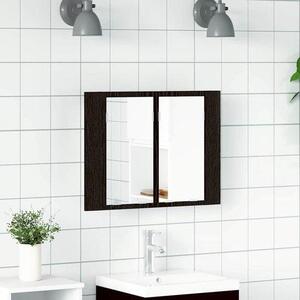 Zrcadlo se světlem, šířka 80 cm - barva imitace tmavého dubu - montáž na zeď - stylové a minimalistické - ServiceTopper