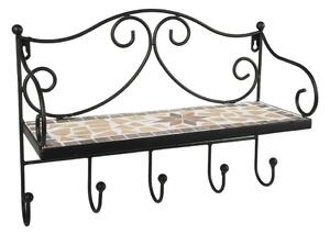 Černý kovový nástěnný věšák s poličkou 42 cm Almeria – Garden Pleasure