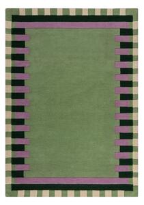 Zeleno-fialový ručně tkaný vlněný koberec 160x230 cm Kai Wool Border – Flair Rugs