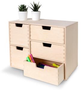 Dřevěný organizér Creative Deco s 5 zásuvek na tužky a poznámkové bloky