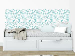 FUGU Pruh za postel - Broken tetris turquoise grey