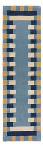 Modrý ručně tkaný vlněný běhoun 60x230 cm Kai Wool Border – Flair Rugs