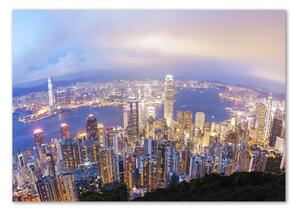 Foto obraz sklo tvrzené Hongkong panorama osh-89343951