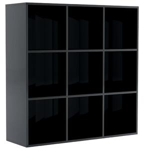 Knihovna Callum - černá s vysokým leskem | 98x30x98 cm