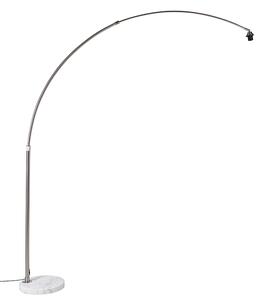 Oblouková lampa z oceli s nastavitelnou základnou z bílého mramoru - XXL
