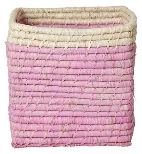 Úložný koš Square Raffia Soft Pink Small