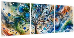 Obraz - Barevný energický strom (s hodinami) (90x30 cm)