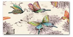 Foto obraz skleněný horizontální Motýli a květiny osh-90122536