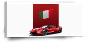 Sablio Obraz Ferrari Italská vlajka na červeném bloku - 110x50 cm