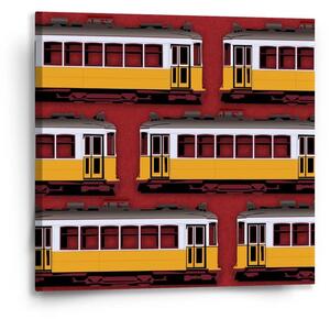 Sablio Obraz Lisabonské historické tramvaje Červený Pattern - 50x50 cm
