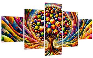 Obraz - Barevný strom s jablky (125x70 cm)