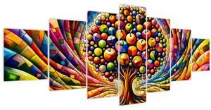 Obraz - Barevný strom s jablky (210x100 cm)