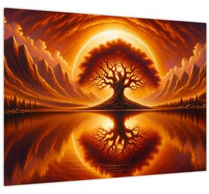 Obraz - Strom v krvavém slunci (70x50 cm)