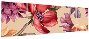 Obraz - Vintage květy (170x50 cm)