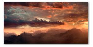 Foto obraz sklo tvrzené Západ slunce hory osh-90609919