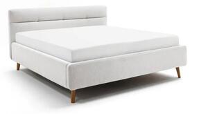 Světle šedá čalouněná dvoulůžková postel s úložným prostorem s roštem 180x200 cm Lotte – Meise Möbel