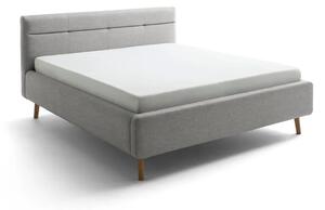 Šedá čalouněná dvoulůžková postel s úložným prostorem s roštem 160x200 cm Lotte – Meise Möbel