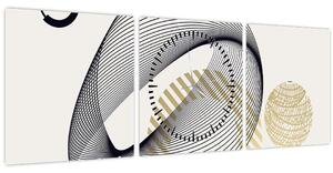 Obraz - Geometrické tvary N⁰3 (s hodinami) (90x30 cm)