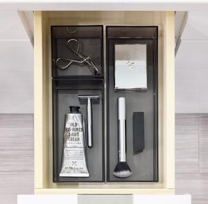 Matně černé koupelnové organizéry na kosmetiku z recyklovaného plastu v sadě 3 ks Stack & Slide – iDesign