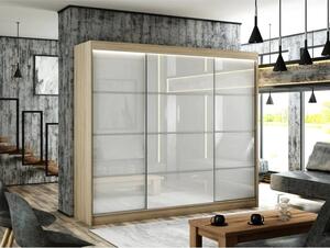 Kvalitní Šatní Skříň Peak III 250 cm Černá Bílý mat