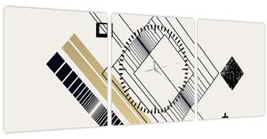 Obraz - Geometrické tvary N⁰6 (s hodinami) (90x30 cm)