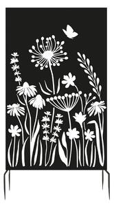 Černá kovová balkonová zástěna 100x186 cm Flowers – Esschert Design