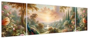 Obraz - Pávi v zahradě (170x50 cm)