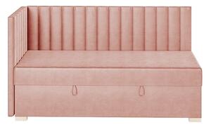 Růžová rohová dětská postel s úložným prostorem s matrací 90x200 cm Snugi – Ghado