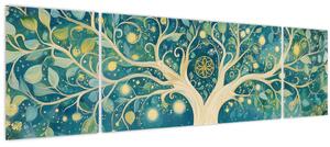 Obraz - Magický strom se spirálami (170x50 cm)