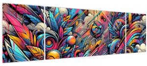 Obraz - Pestrobarevné graffiti (170x50 cm)