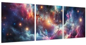 Obraz - Temný vesmír (s hodinami) (90x30 cm)