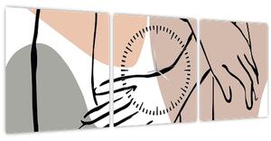 Obraz - Woman body line art N⁰2 (s hodinami) (90x30 cm)