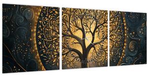 Obraz - Strom se zlatou aurou (s hodinami) (90x30 cm)